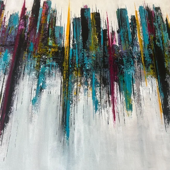 City Lines - Abstract Acrylic Texture Painting20x20 CanvasColorful Art